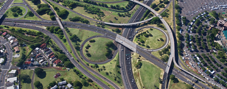 Aerial of Oahu Freeway Interchange - Hawaii